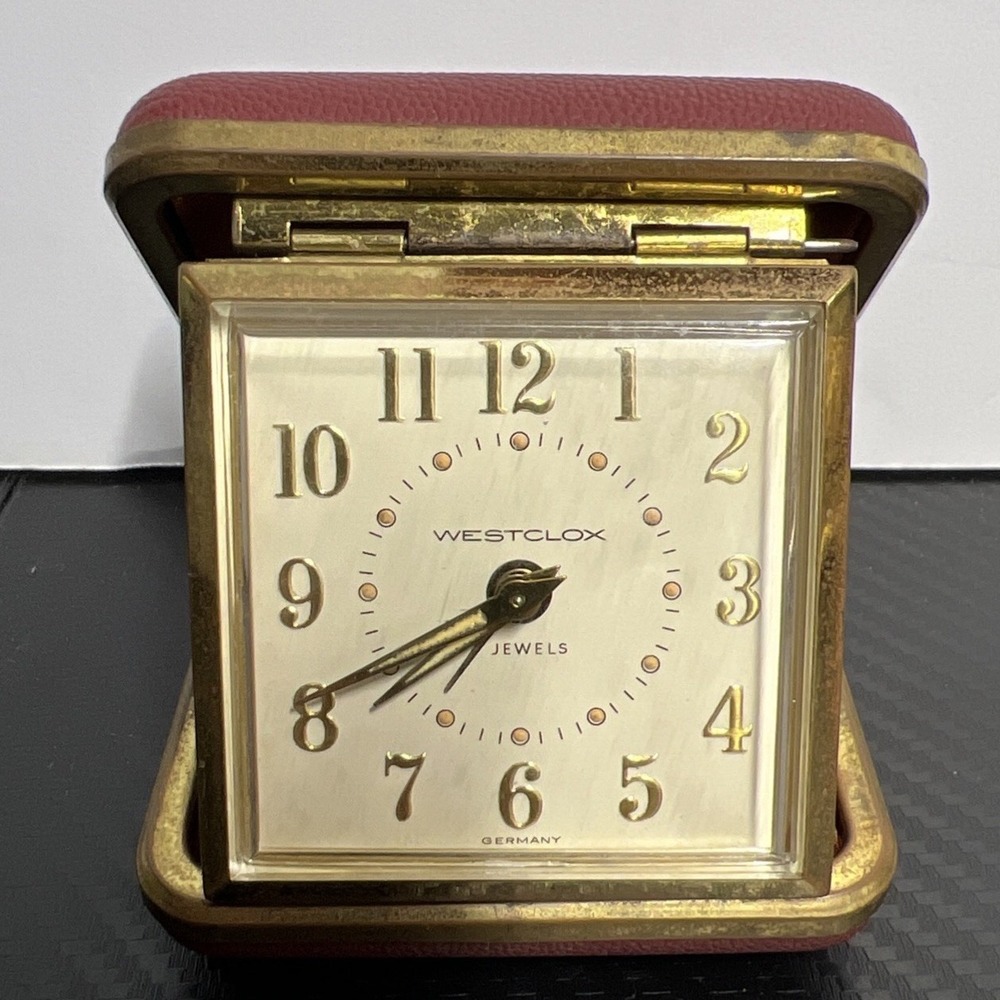 Vintage Semca Travel Alarm Clock with Leather Case